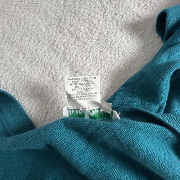 Ulla Popken Womens V-Neck Cardigan Sweater Size 16/18 Teal Button Front Pockets - Picture 4 of 7